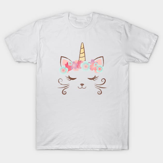 vintage Kawaii unicat, kitty kat, unicorn, flower crown, cute cat, cat party, unicat gift, cute unicorn, unicorn party, unicorncat, women's T-Shirt by theglaze